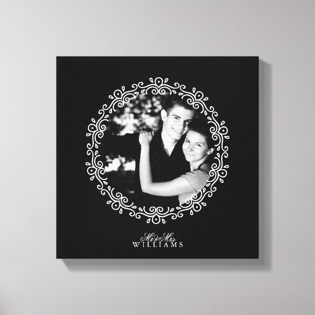 Black and White Fancy Decorative Frame Photo Canvas Print (Front)
