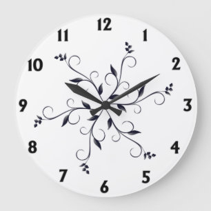 Black and White Fancy Design Round or Square Large Clock