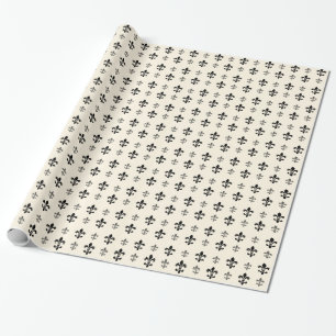 Black and White Fancy Fleur De Lis Wrapping Paper