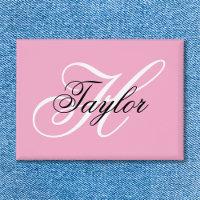 Black and White Fancy Monogram Pink