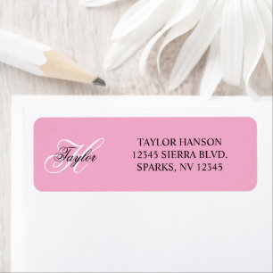 Black and White Fancy Monogram Pink