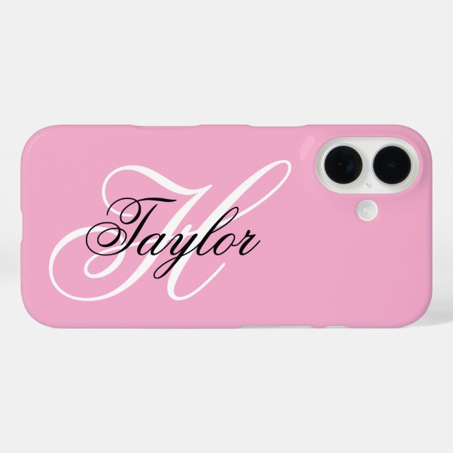 Black and White Fancy Monogram Pink Case-Mate iPhone Case (Back (Horizontal))