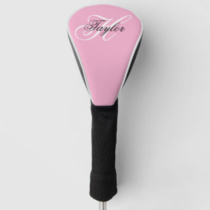 Black and White Fancy Monogram Pink Golf Head Cover