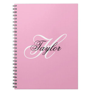 Black and White Fancy Monogram Pink Notebook