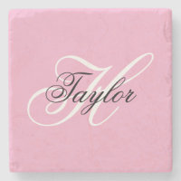 Black and White Fancy Monogram Pink