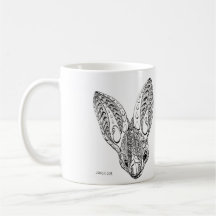 Black and White Fancy Yellow Winged Bat Drawing