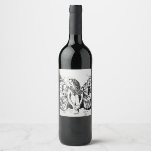 black and white fantasy fairy, canadian artist wine label