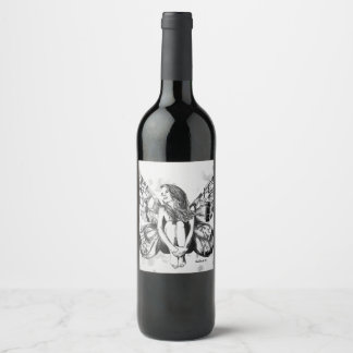 black and white fantasy fairy, canadian artist wine label