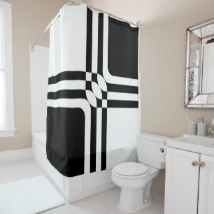 Black and white fantasy shower curtain