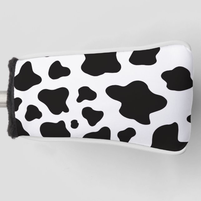 Black and white Faux Cowhide  Golf Head Cover (Front)