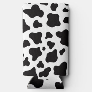 Black and white Faux Cowhide  Seltzer Can Cooler