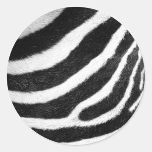 black and white faux fur stripes Zebra Print Classic Round Sticker