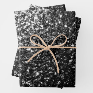 Black and White faux glitter sparkles Wrapping Paper Sheet