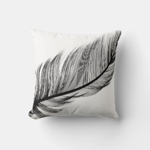 Black and white feather stripe cushion