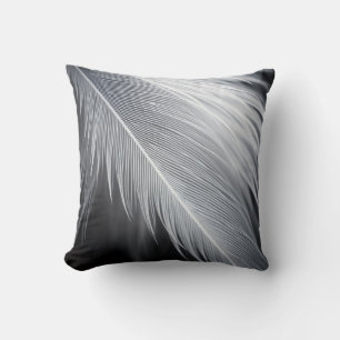 Black and White Feather  Throw Pillow