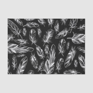 Black and White Feather Tissue Paper