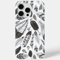 Black and white feathers pattern