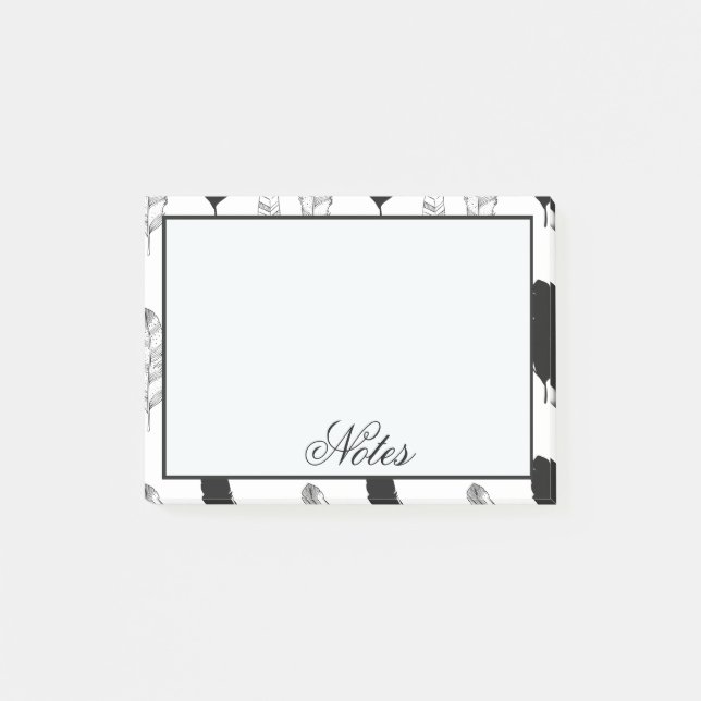 Black and White Feathers Post-it Notes (Front)