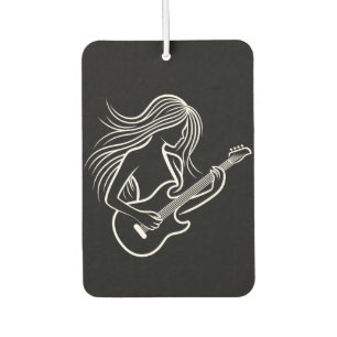 Black and White Female Stick Figure Playing Car Air Freshener