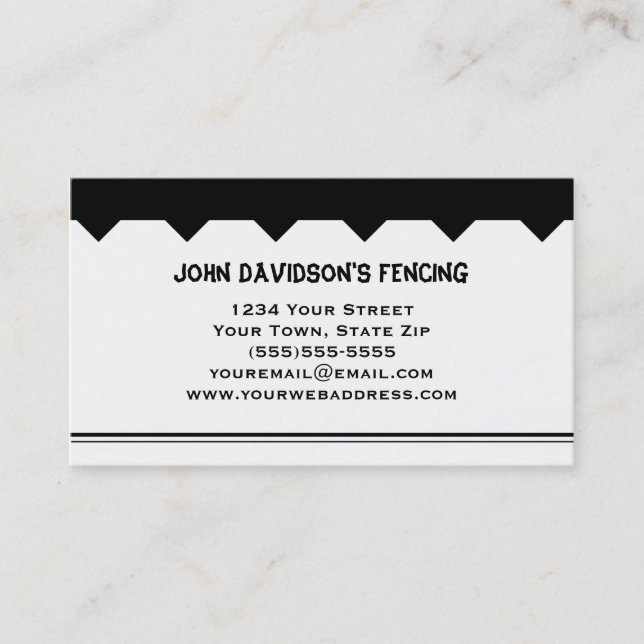 Black and White Fencing Business cards (Front)