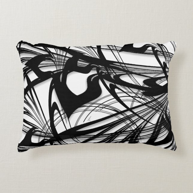 Black and White Fern Glen Decorative Cushion (Front)