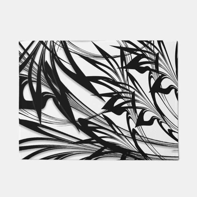 Black and White Fern Glen Doormat (Front)