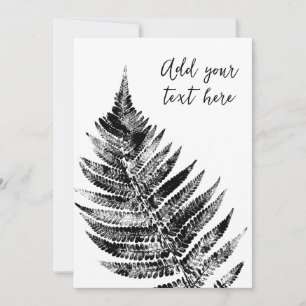 Black and White Fern Leaf Print Invitation