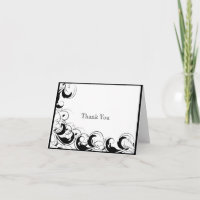 Black and White Filigree Scroll Thank You