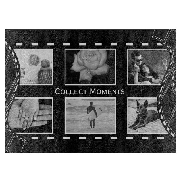 Black and White Film Reel Custom Photo Cutting Board (Front)