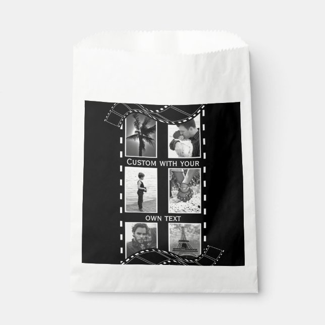 Black and White Film Reel Custom Photo Favour Bags (Front)