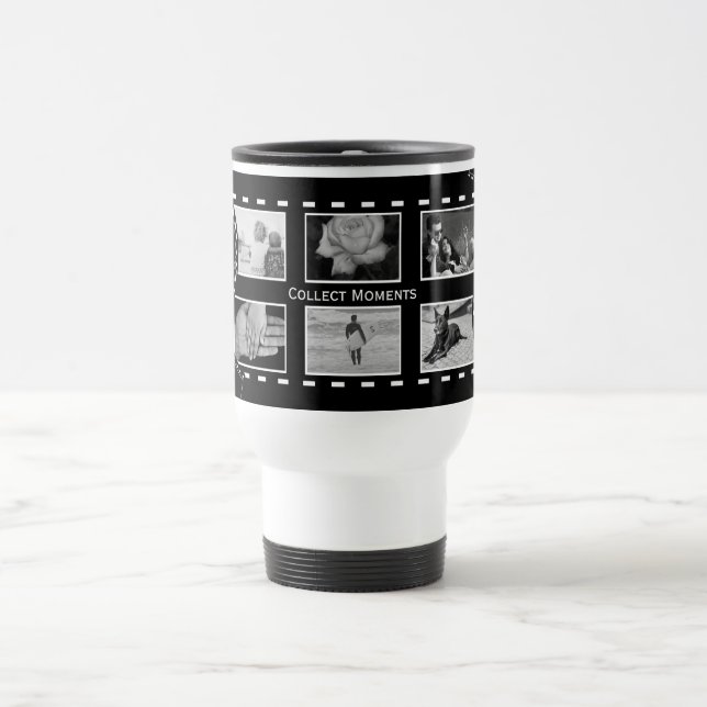 Black and White Film Reel Custom Photo Travel Mug (Center)