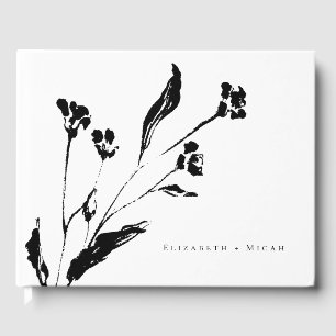 Black and White Fine Art Botanical Branch Wedding Guest Book