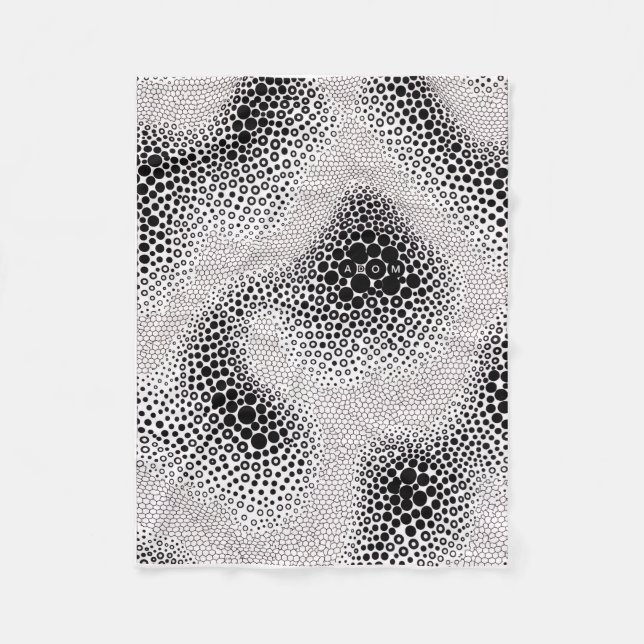 Black And White Fine Dot Wave Pattern Art Fleece B Blanket (Front)