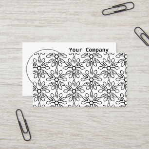 Black and White Fish and Hook Pattern Business Card