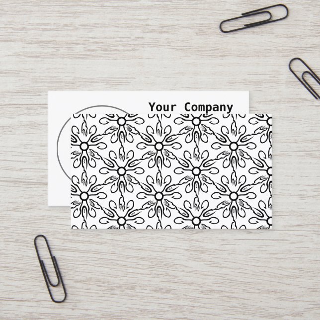 Black and White Fish and Hook Pattern Business Card (Front/Back In Situ)