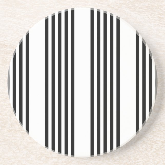 Black and white five stripe pattern coaster (Front)