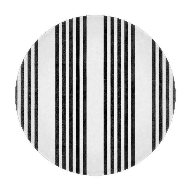 Black and white five stripe pattern cutting board (Front)