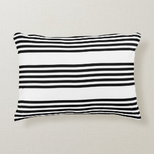 Black and white five stripe pattern decorative cushion