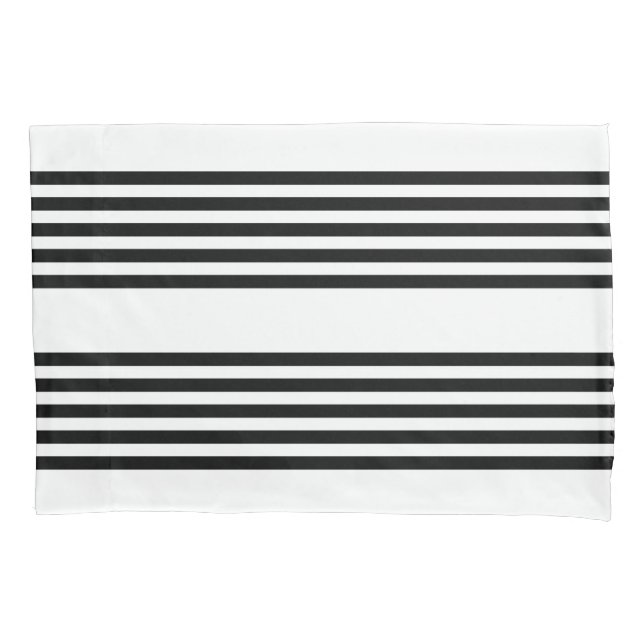 Black and white five stripe pattern pillowcase (Front)