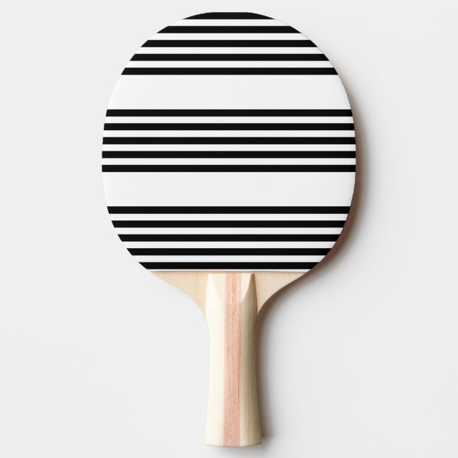 Black and white five stripe pattern ping pong paddle (Front)