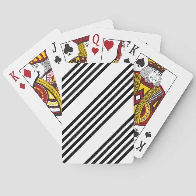 Black and white five stripe pattern playing cards (Back)