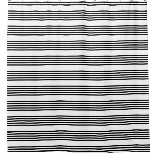 Black and white five stripe pattern shower curtain (Front)