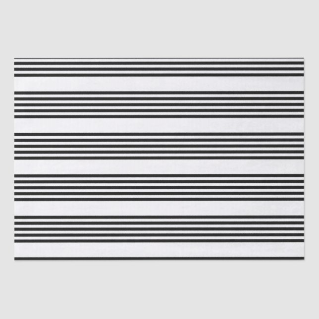 Black and white five stripe pattern tissue paper (Front)