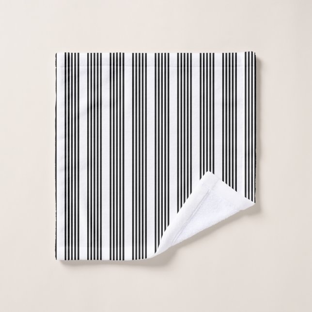 Black and white five stripe pattern wash cloth (Wash Cloth)