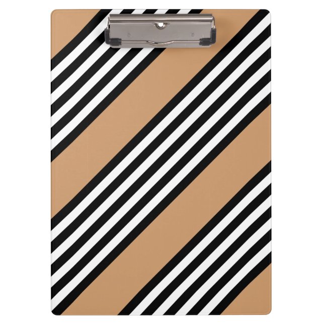 Black and white five stripe pattern with tan clipboard (Front)