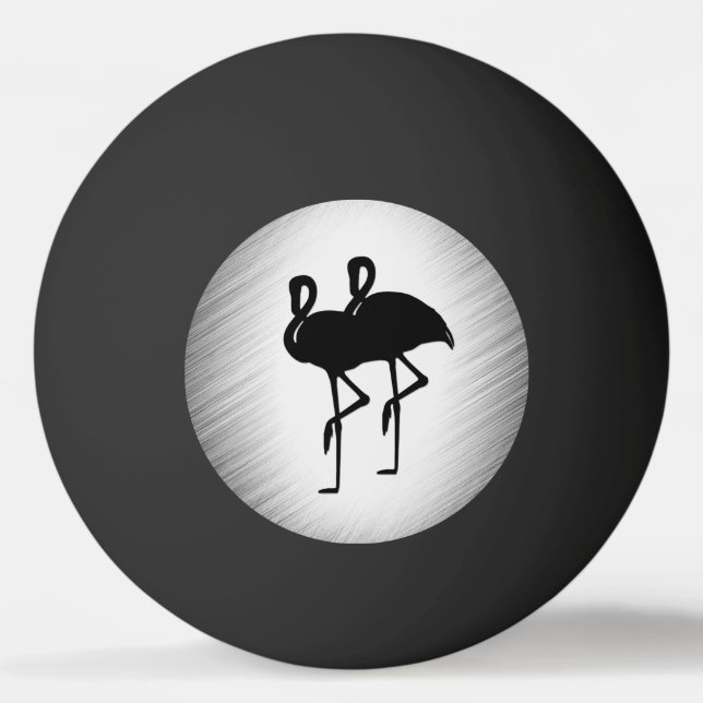 Black and White Flamingo Ping Pong Ball (Front)