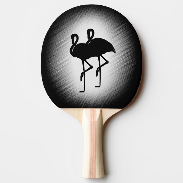 Black and White Flamingo Ping Pong Paddle (Back)
