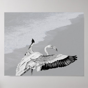 Black and White Flamingo Tropical Printable Art  Poster