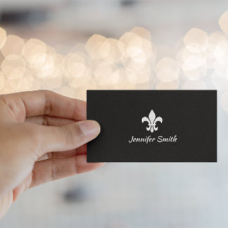 Black and White Fleur de Lis Business Card