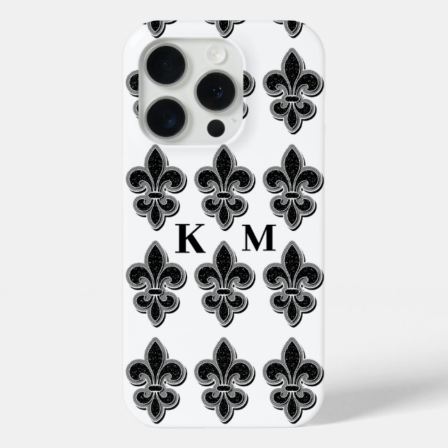 Black and White Fleur De Lis  Case-Mate iPhone Case (Back)